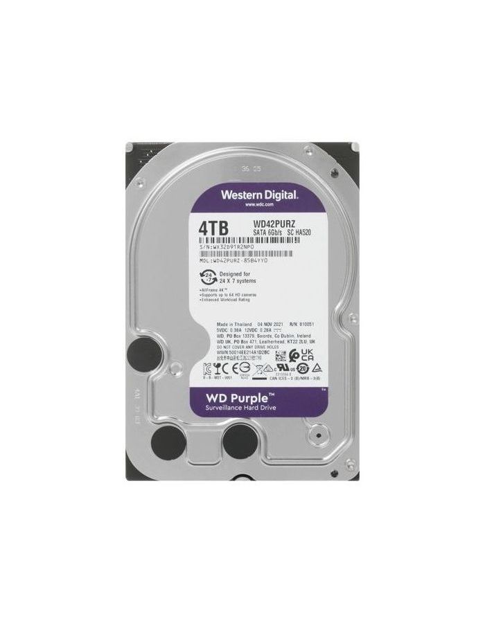 Жесткий диск HDD Western Digital WD42PURZ 4ТБ
Жесткий диск HDD Western Digital WD42PURZ 4ТБ