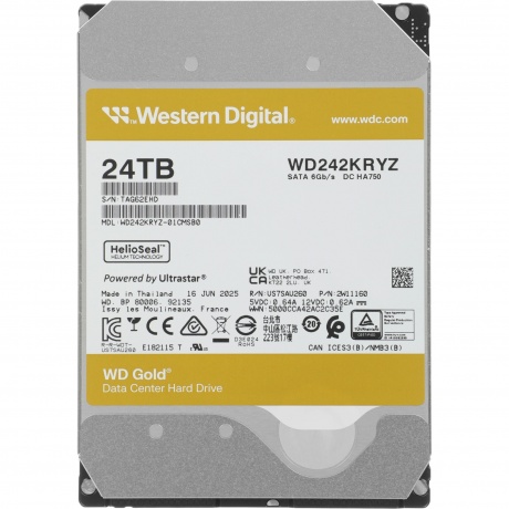 Жесткий диск WD SATA-III 24TB WD242KRYZ Gold
Жесткий диск WD SATA-III 24TB WD242KRYZ Gold