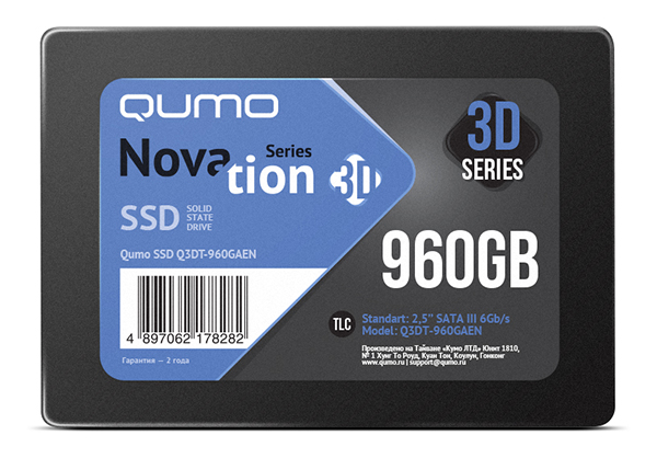 Накопитель SSD Qumo Novation TLC 3D SSD 960Gb (Q3DT-960GAEN)
Накопитель SSD Qumo Novation TLC 3D SSD 960Gb (Q3DT-960GAEN)