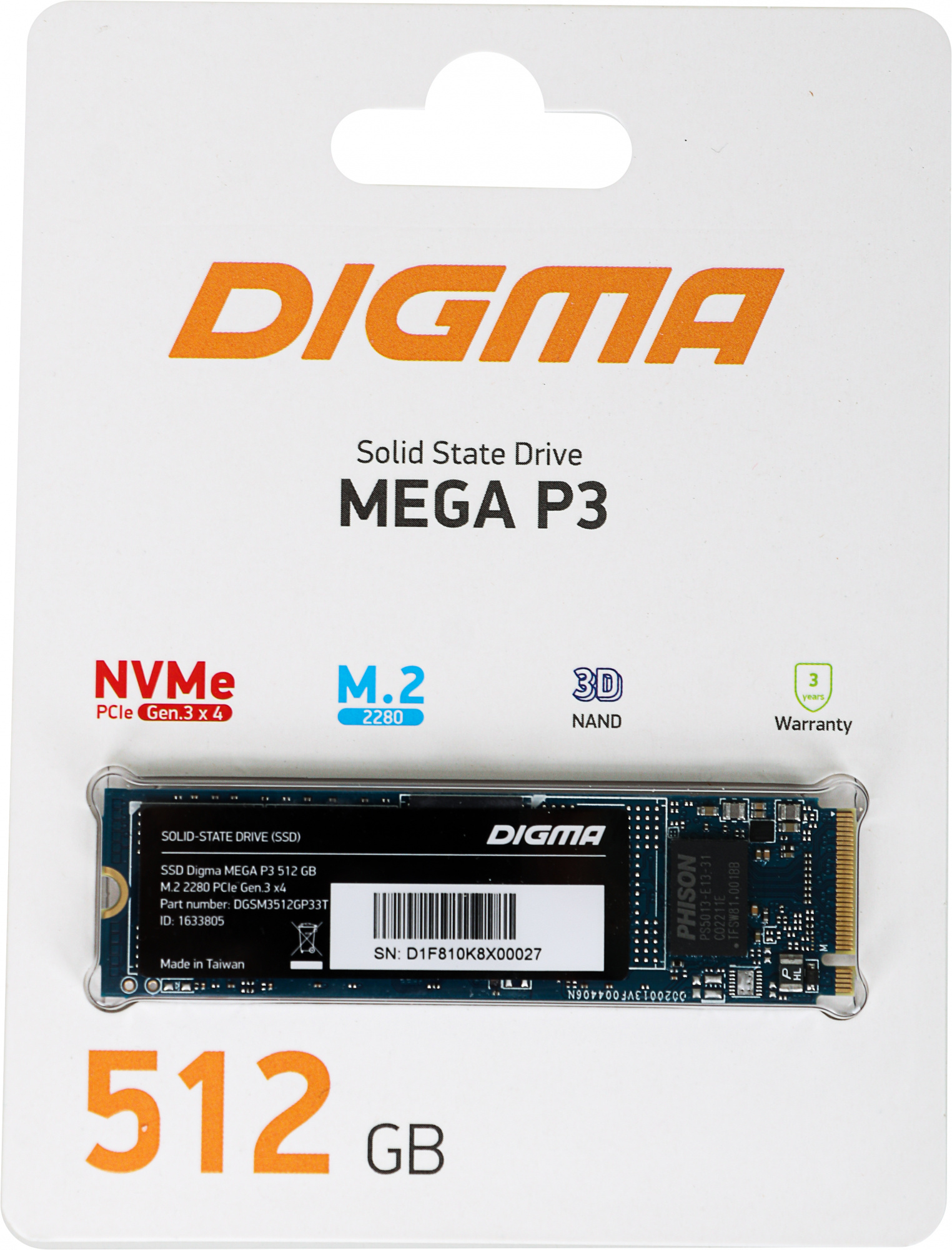 Накопитель SSD Digma 512Gb (DGSM3512GP33T)
Накопитель SSD Digma 512Gb (DGSM3512GP33T)