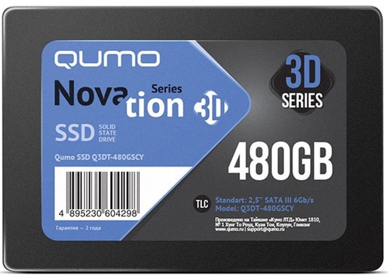 Накопитель SSD 2.5" QUMO Novation 480GB SATA-III 3D TLC (Q3DT-480GSСY)
Накопитель SSD 2.5" QUMO Novation 480GB SATA-III 3D TLC (Q3DT-480GSСY)