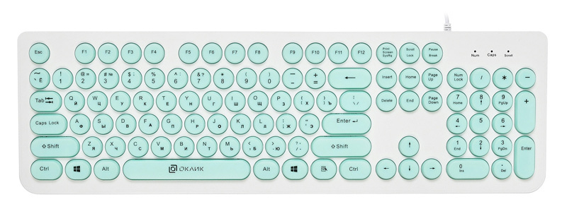 Клавиатура Oklick 400MR белый/мятный
Клавиатура Oklick 400MR белый/мятный