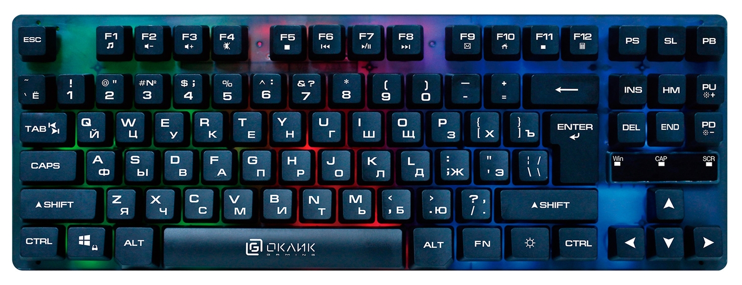 Клавиатура Oklick 707G CIRCUS черный USB
Клавиатура Oklick 707G CIRCUS черный USB