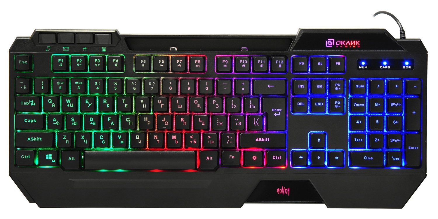 Клавиатура Oklick 719G COVEN черный USB
Клавиатура Oklick 719G COVEN черный USB
