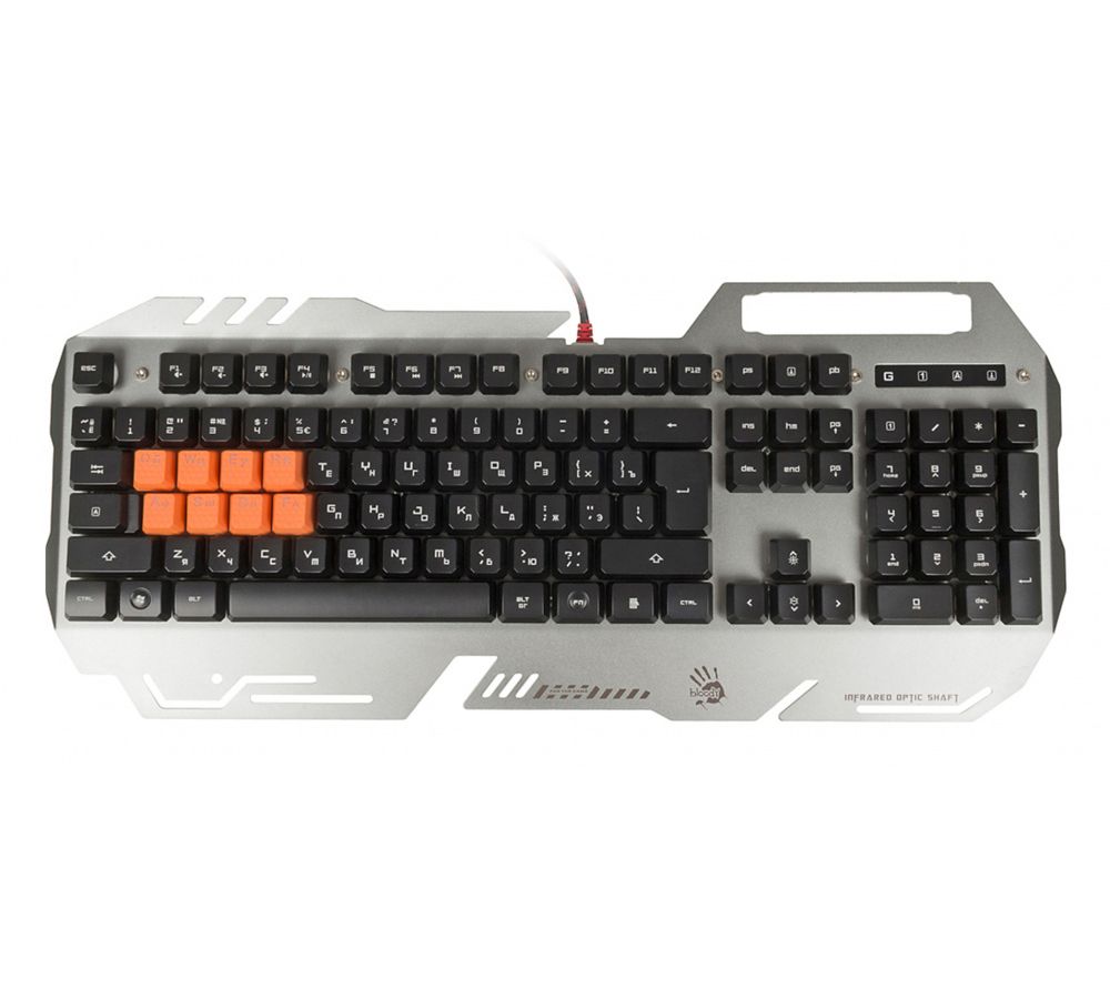 Клавиатура A4Tech Bloody B418 серый, Оранжевый 
Клавиатура A4Tech Bloody B418 серый, Оранжевый