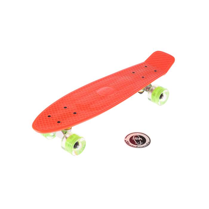 Миникруизер Fish оранжевый с зелеными LED колесами
Миникруизер Fish оранжевый с зелеными LED колесами