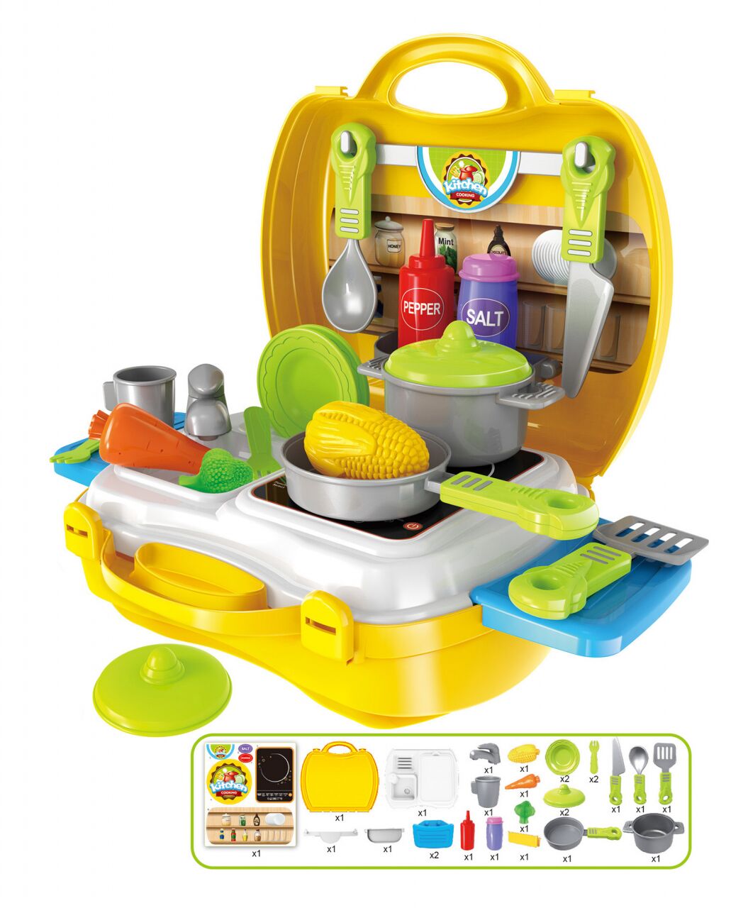 Набор "Кухня" DREAM (26 предметов)в чемодане внутри мойка с плитой,посуда,приправы,овощи 8311
Набор "Кухня" DREAM (26 предметов)в чемодане внутри мойка с плитой,посуда,приправы,овощи 8311