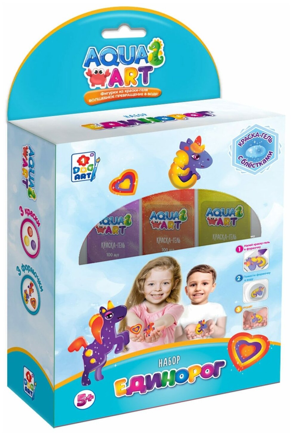 AQUA ART Набор "Единорог" (3форм.,3краски с блёстками по
AQUA ART Набор "Единорог" (3форм.,3краски с блёстками по