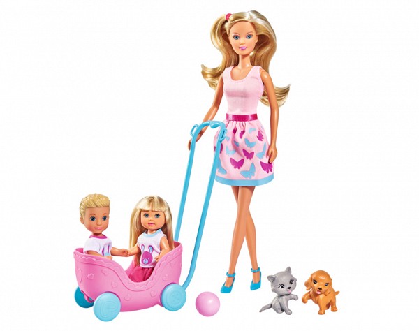 Кукла Штеффи, Еви, Тимми с питомцами, набор "Веселая прогулка", 29см., 12см., 12см
Кукла Штеффи, Еви, Тимми с питомцами, набор "Веселая прогулка", 29см., 12см., 12см