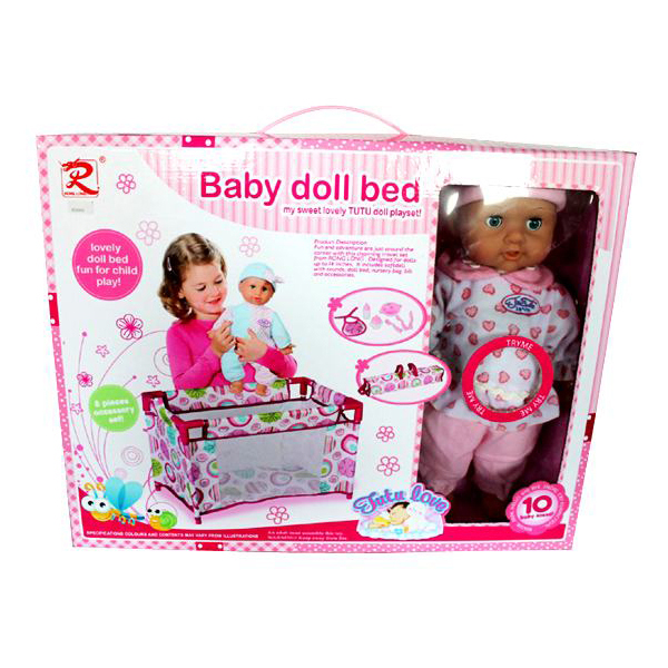 Пупс с аксессуарами в коробке (кроватка,нагрудник,бутылка,тарелка,нож,вилка,ложка) 86889
Пупс с аксессуарами в коробке (кроватка,нагрудник,бутылка,тарелка,нож,вилка,ложка) 86889