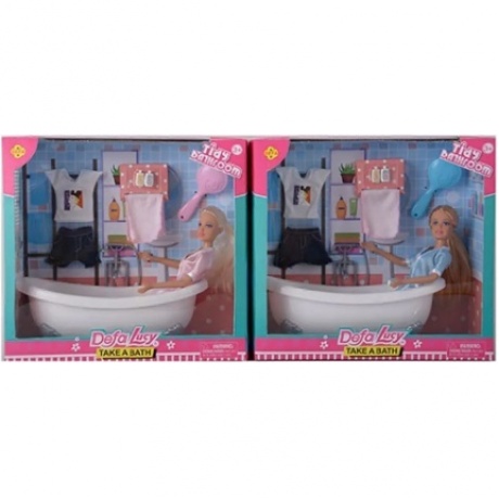 Кукла 29 см и ванная комната с аксессуарами:расческа,шампуни полотенце,шорты,футболка,розовый/голубой халат;2 вида в кор.
Кукла 29 см и ванная комната с аксессуарами:расческа,шампуни полотенце,шорты,футболка,розовый/голубой халат;2 вида в кор.