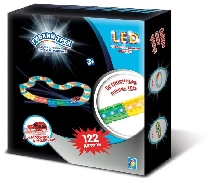 Гибкий трек 1TOY "LED со светодиодными лампами" 122 дет. (11 дет.c LED,1 машинка).
Гибкий трек 1TOY "LED со светодиодными лампами" 122 дет. (11 дет.c LED,1 машинка).