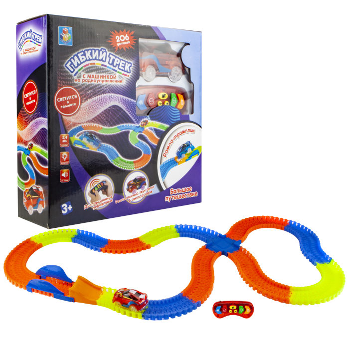 Гибкий трек 1TOY "Большое путешествие" 206 дет. (машинка на пульте д/у, дорога светится, рампа
Гибкий трек 1TOY "Большое путешествие" 206 дет. (машинка на пульте д/у, дорога светится, рампа