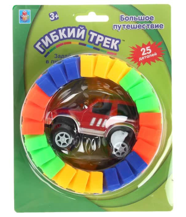 Гибкий трек 1TOY "Большое путешествие" 25 деталей, машинка, в блистере.
Гибкий трек 1TOY "Большое путешествие" 25 деталей, машинка, в блистере.