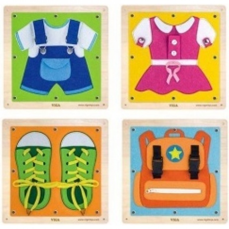 Игра развивающая "Одень и застегни"в коробке 4 панели с разными видами застежек и шнурков VIGA 51628
Игра развивающая "Одень и застегни"в коробке 4 панели с разными видами застежек и шнурков VIGA 51628