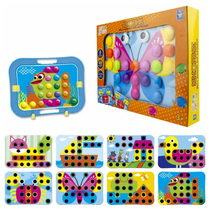 Игра мозаика настольная 1TOY ИГРА ДРОМ "Кнопик", 8 трафаретов
Игра мозаика настольная 1TOY ИГРА ДРОМ "Кнопик", 8 трафаретов