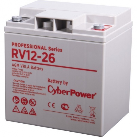 Аккумуляторная батарея CyberPower RV 12-26 напряжение 12В, емкость 26Ач, клемма Болт М6 (ДхШхВ: 166х128х175мм Полная высота 175мм; 9,2кг; Срок службы 3лет)
Аккумуляторная батарея CyberPower RV 12-26 напряжение 12В, емкость 26Ач, клемма Болт М6 (ДхШхВ: 166х128х175мм Полная высота 175мм; 9,2кг; Срок службы 3лет)