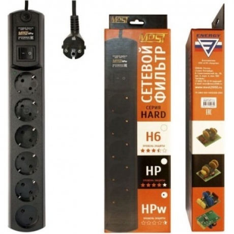 Сетевой фильтр Most HPw 5м (6 розеток) черный
Сетевой фильтр Most HPw 5м (6 розеток) черный