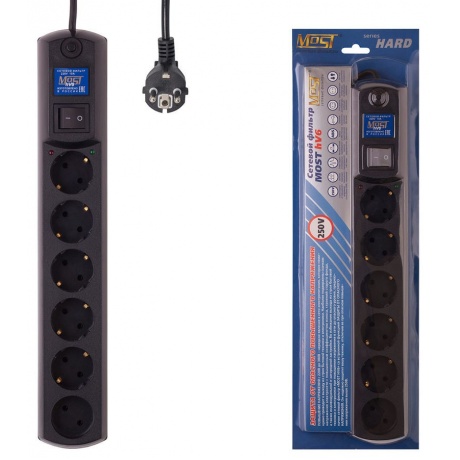 Сетевой фильтр Most HV6 2м (6 розеток) черный
Сетевой фильтр Most HV6 2м (6 розеток) черный
