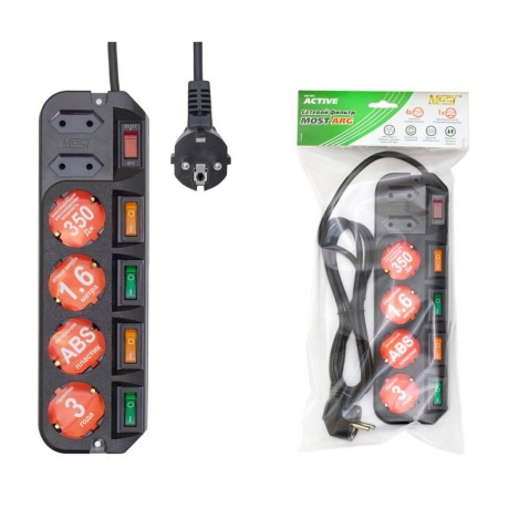 Сетевой фильтр Most ARG 3м (6 розеток) черный
Сетевой фильтр Most ARG 3м (6 розеток) черный