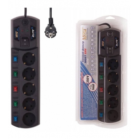 Сетевой фильтр Most EHV 2м (5 розеток) черный
Сетевой фильтр Most EHV 2м (5 розеток) черный