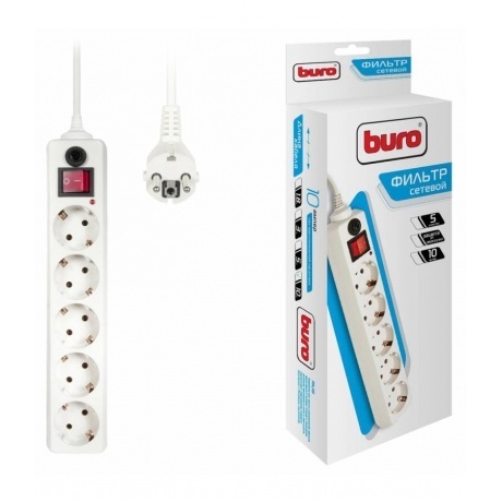 Сетевой фильтр Buro 500SH-10-W 10м (5 розеток) белый
Сетевой фильтр Buro 500SH-10-W 10м (5 розеток) белый