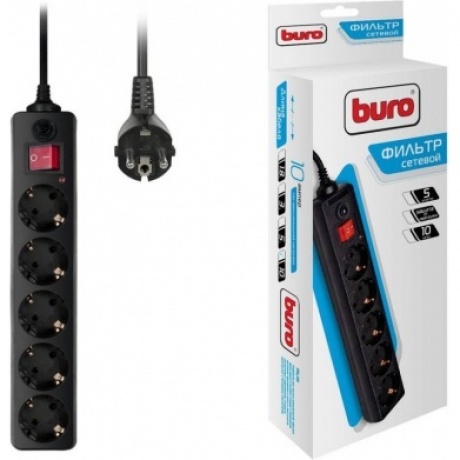 Сетевой фильтр Buro 500SH-10-B 10м (5 розеток) черный
Сетевой фильтр Buro 500SH-10-B 10м (5 розеток) черный