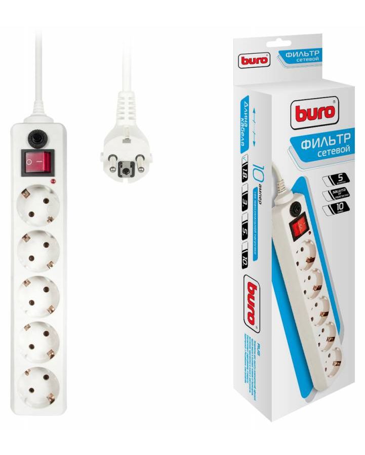 Сетевой фильтр Buro 500SH-1.8-W 1.8м (5 розеток) белый
Сетевой фильтр Buro 500SH-1.8-W 1.8м (5 розеток) белый