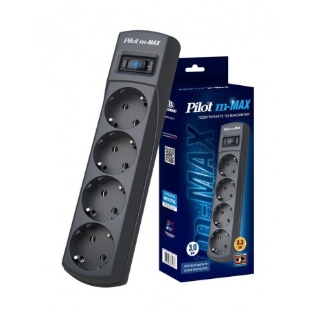 Сетевой фильтр Pilot m-MAX 3м (4 розетки) черный
Сетевой фильтр Pilot m-MAX 3м (4 розетки) черный