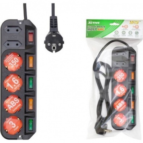 Сетевой фильтр Most ARG 1.6м (6 розеток) черный
Сетевой фильтр Most ARG 1.6м (6 розеток) черный
