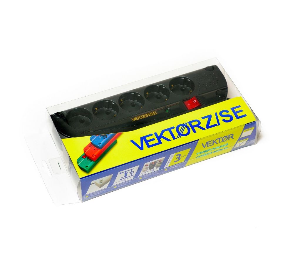 Сетевой фильтр Vektor SE 2.2 кВт черный 5м (для аудио-видео техники)
Сетевой фильтр Vektor SE 2.2 кВт черный 5м (для аудио-видео техники)