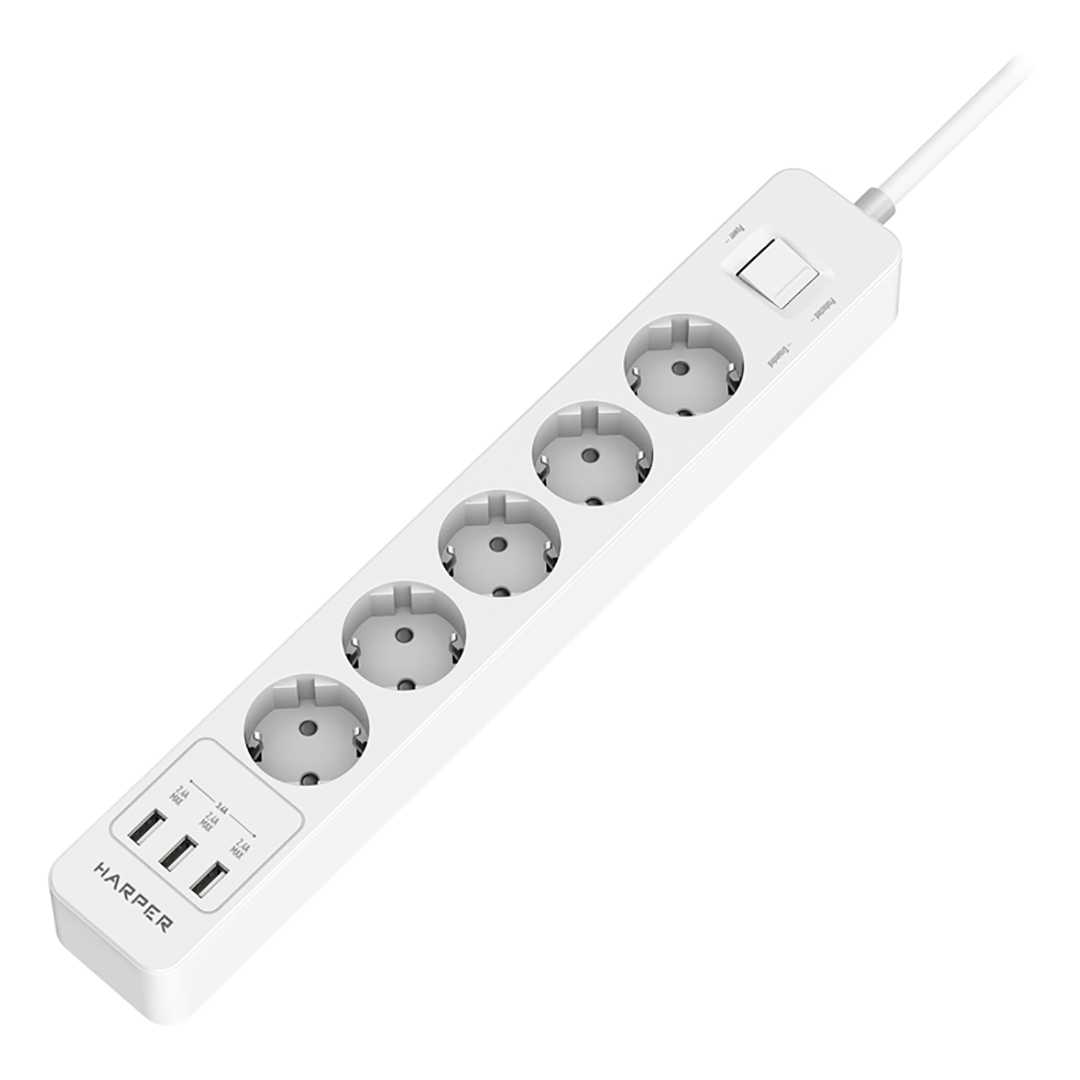 Сетевой фильтр HARPER UCH-560 White, 3м, 5 розеток, 3xUSB, 4 кВт, заземление
Сетевой фильтр HARPER UCH-560 White, 3м, 5 розеток, 3xUSB, 4 кВт, заземление