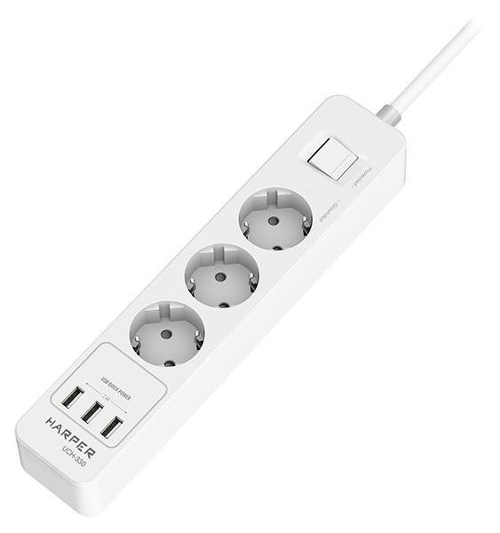 Сетевой фильтр HARPER UCH-330 White, 1.5м, 3 розетки, 3xUSB, 4 кВт, заземление
Сетевой фильтр HARPER UCH-330 White, 1.5м, 3 розетки, 3xUSB, 4 кВт, заземление