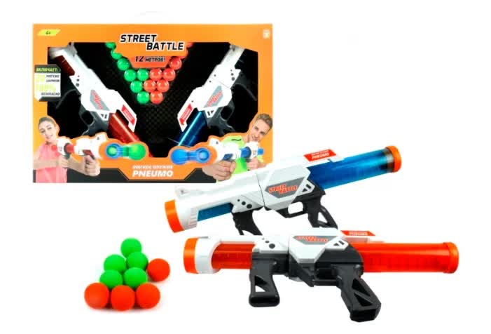 Игрушечное оружие 1TOY Street Battle с мягкими шариками (2 пистолета, 20 шар. 3,4 см).
Игрушечное оружие 1TOY Street Battle с мягкими шариками (2 пистолета, 20 шар. 3,4 см).