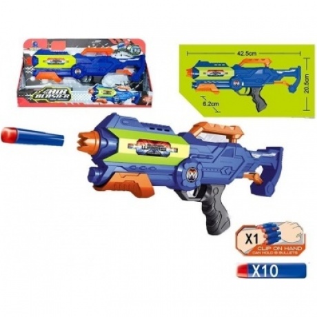 Бластер SUPER WARS с мягкими пулями (10 шт) в коробке браслет для хранения 8 пуль
Бластер SUPER WARS с мягкими пулями (10 шт) в коробке браслет для хранения 8 пуль