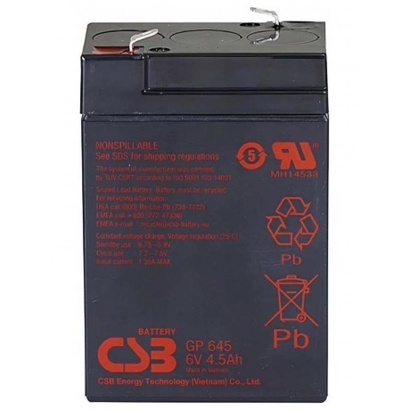 Аккумуляторная батарея для ИБП CSB GP645 4.5 А·ч
Аккумуляторная батарея для ИБП CSB GP645 4.5 А·ч