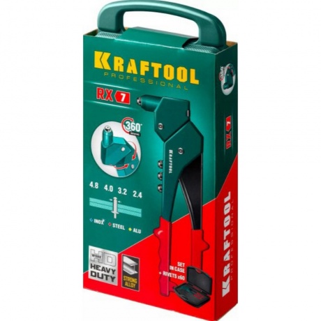 Заклепочник литой поворотный в кейсе KRAFTOOL RX-7, 360°, 2.4 - 4.8 мм, 280 мм, (31176-H6)
Заклепочник литой поворотный в кейсе KRAFTOOL RX-7, 360°, 2.4 - 4.8 мм, 280 мм, (31176-H6)