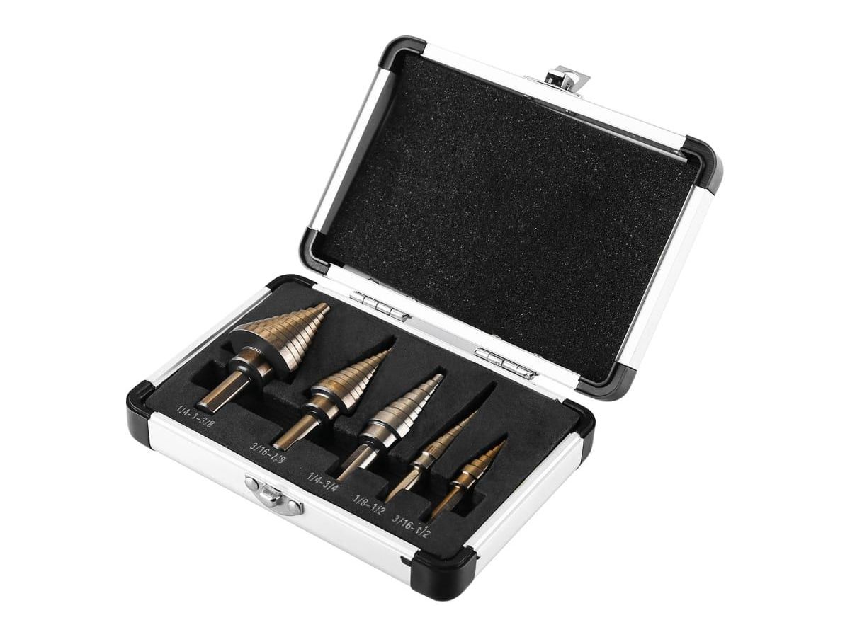 Набор сверл ступенчатых в металлическом кейсе DEKO DH22, 5 шт
Набор сверл ступенчатых в металлическом кейсе DEKO DH22, 5 шт