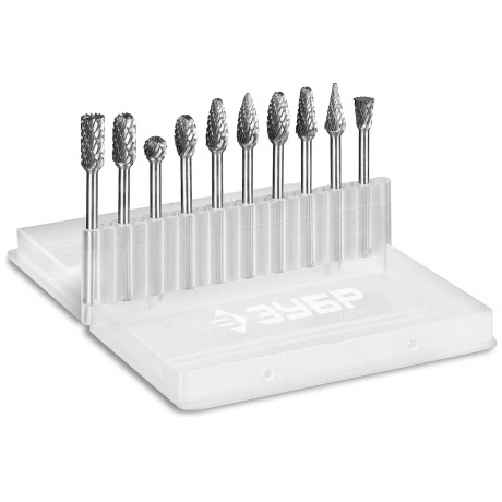 Набор борфрез твердосплавных ЗУБР 10 шт, хвостовик 3 мм, ПРОФЕССИОНАЛ (28816-H10)
Набор борфрез твердосплавных ЗУБР 10 шт, хвостовик 3 мм, ПРОФЕССИОНАЛ (28816-H10)