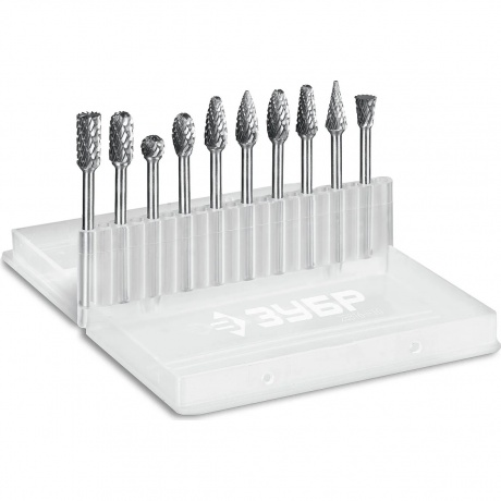 Набор борфрез твердосплавных ЗУБР 10 шт, хвостовик 3 мм, ПРОФЕССИОНАЛ (28816-H10)
Набор борфрез твердосплавных ЗУБР 10 шт, хвостовик 3 мм, ПРОФЕССИОНАЛ (28816-H10)