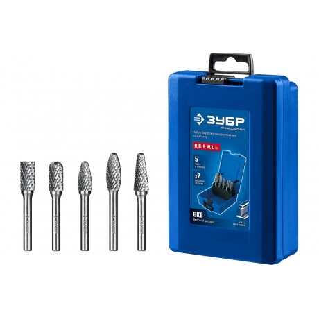 Набор борфрез твердосплавных ЗУБР 5 шт, хвостовик 6 мм, ПРОФЕССИОНАЛ (28815-H5)
Набор борфрез твердосплавных ЗУБР 5 шт, хвостовик 6 мм, ПРОФЕССИОНАЛ (28815-H5)