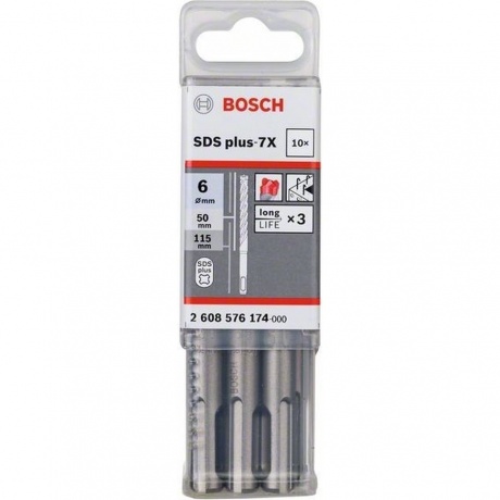 Бур Bosch SDS Plus-7X 6x50x115мм (-10-) 2.608.576.174
Бур Bosch SDS Plus-7X 6x50x115мм (-10-) 2.608.576.174