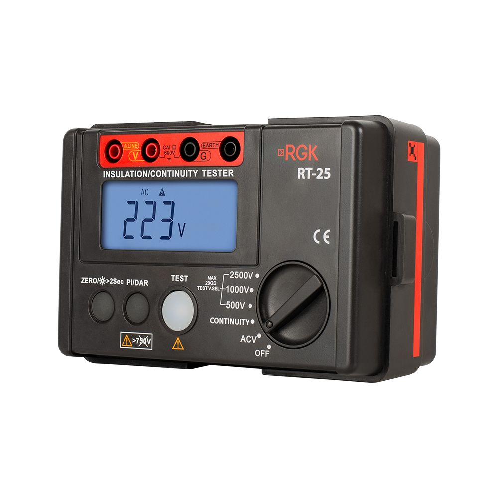 Мегаомметр цифровой RGK RT-25
Мегаомметр цифровой RGK RT-25