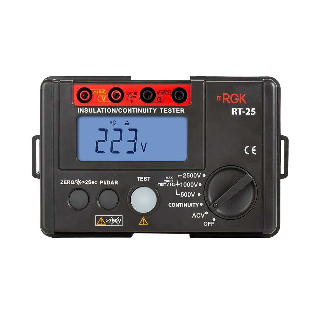 Мегаомметр цифровой RGK RT-25 с поверкой
Мегаомметр цифровой RGK RT-25 с поверкой