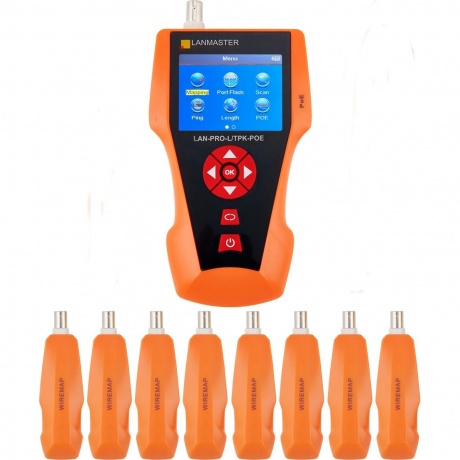 Тестер кабельный Lanmaster LAN-PRO-L/TPK-POE-8R оранжевый/черный
Тестер кабельный Lanmaster LAN-PRO-L/TPK-POE-8R оранжевый/черный