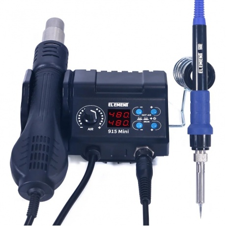 Паяльная станция ELEMENT 915 Mini (фен+паяльник)
Паяльная станция ELEMENT 915 Mini (фен+паяльник)