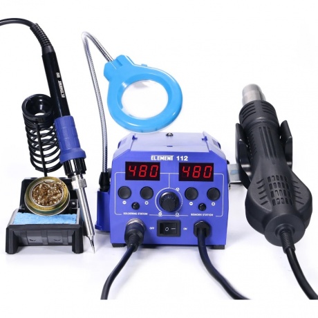 Станция паяльная ELEMENT 112 (фен + паяльник)
Станция паяльная ELEMENT 112 (фен + паяльник)