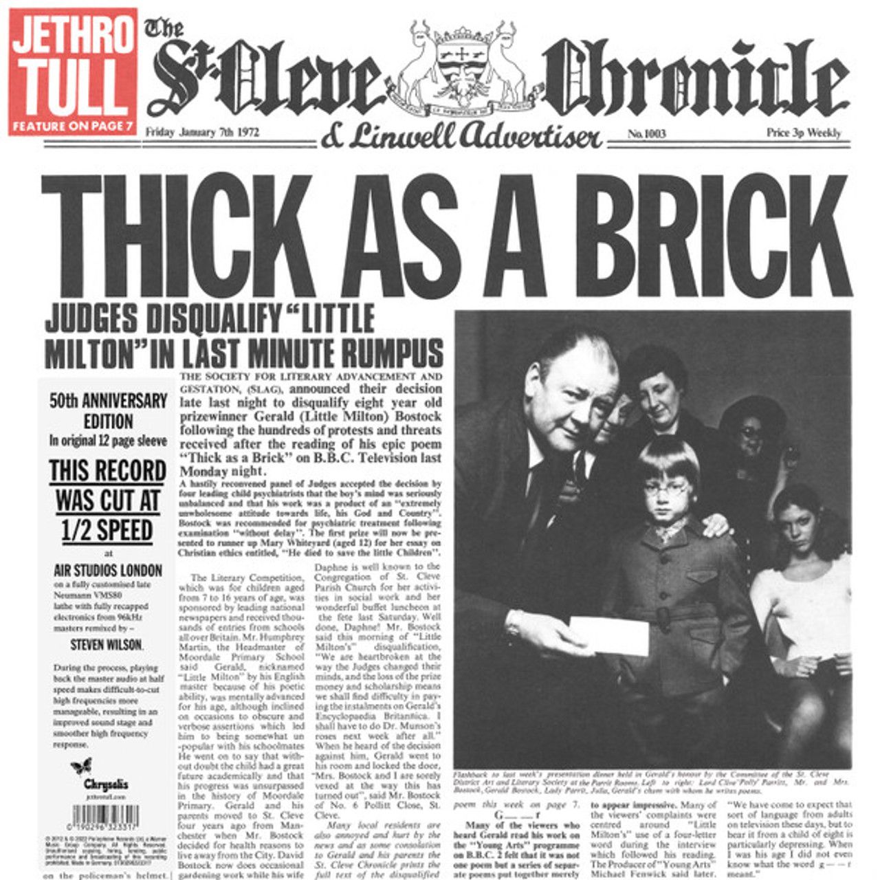 0190296323317, Виниловая пластинка Jethro Tull, Thick As A Brick (newspaper)
0190296323317, Виниловая пластинка Jethro Tull, Thick As A Brick (newspaper)