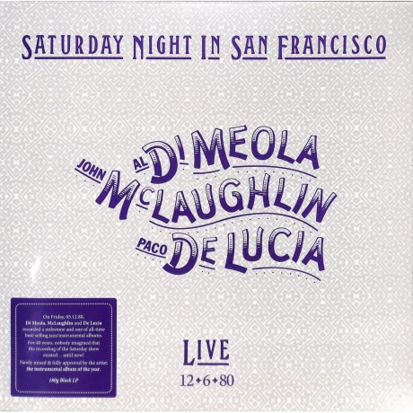 Di Meola; McLaughlin; De Lucia - Saturday Night In San Francisco (Analogue) (0856276002466) виниловая пластинка
Di Meola; McLaughlin; De Lucia - Saturday Night In San Francisco (Analogue) (0856276002466) виниловая пластинка