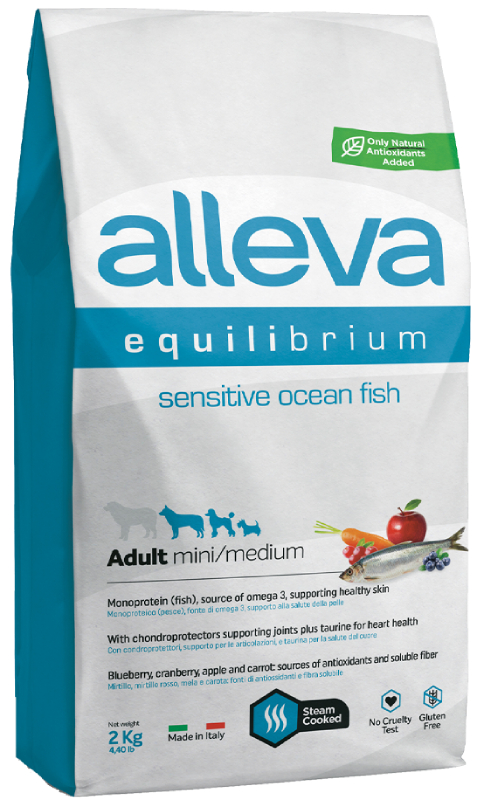 Корм сухой ALLEVA EQUILIBRIUM DOG Sensitive Ocean Fish Mini/Medium для взрослых собак с океанической рыбой 2кг 3070
Корм сухой ALLEVA EQUILIBRIUM DOG Sensitive Ocean Fish Mini/Medium для взрослых собак с океанической рыбой 2кг 3070